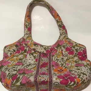 VERA BRADLEY PINK ORANGE YELLOW SHOULDER BAG LARGE